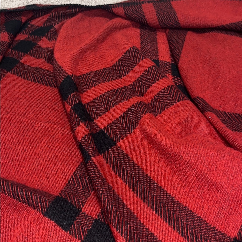 Plaid Red and Black Reversible Poncho/Shawl - Picture 3 of 3